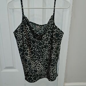 Worthington Dark Green and White Fitted Sleeveless Camisole